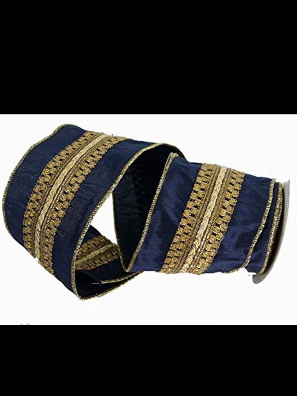 Renaissance 2000 NEW Package 4" Navy/Copper Braided Tim/Dupion Ribbon on roll